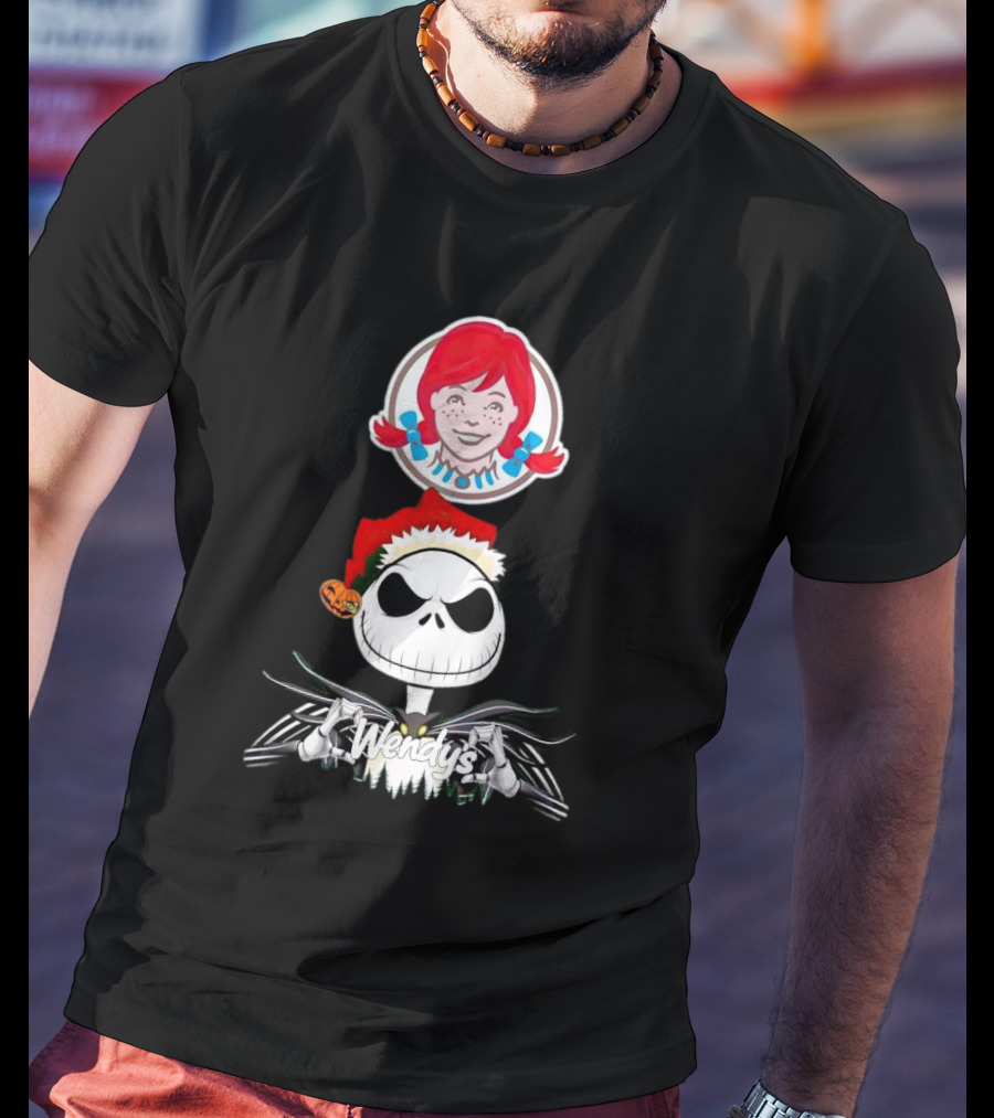 Jack Skellington Wendy’s Christmas Santa Hat Pumpkin T-Shirt