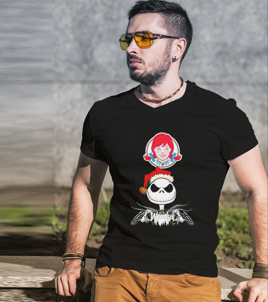 Jack Skellington Wendy’s Christmas Santa Hat Pumpkin T-Shirt