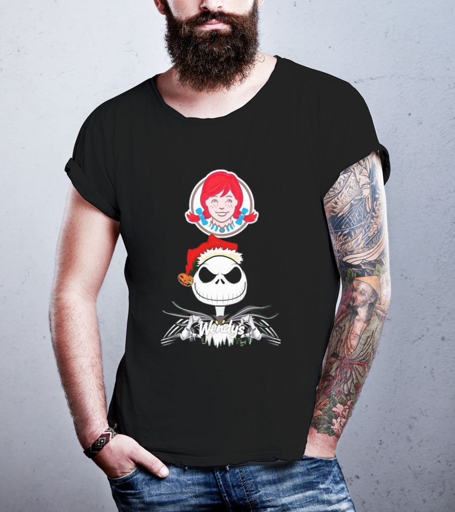Jack Skellington Wendy’s Christmas Santa Hat Pumpkin T-Shirt