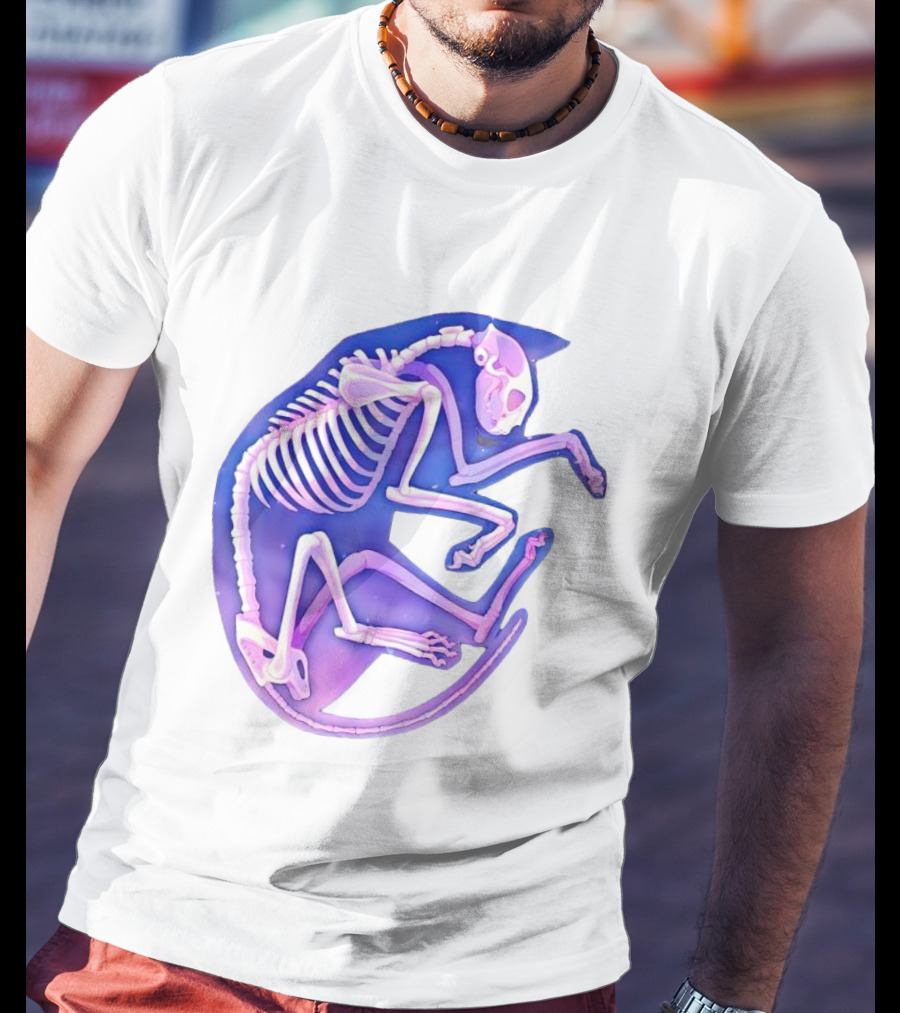 Skeleton Galaxy Cat Cosmic Vibe T-Shirt
