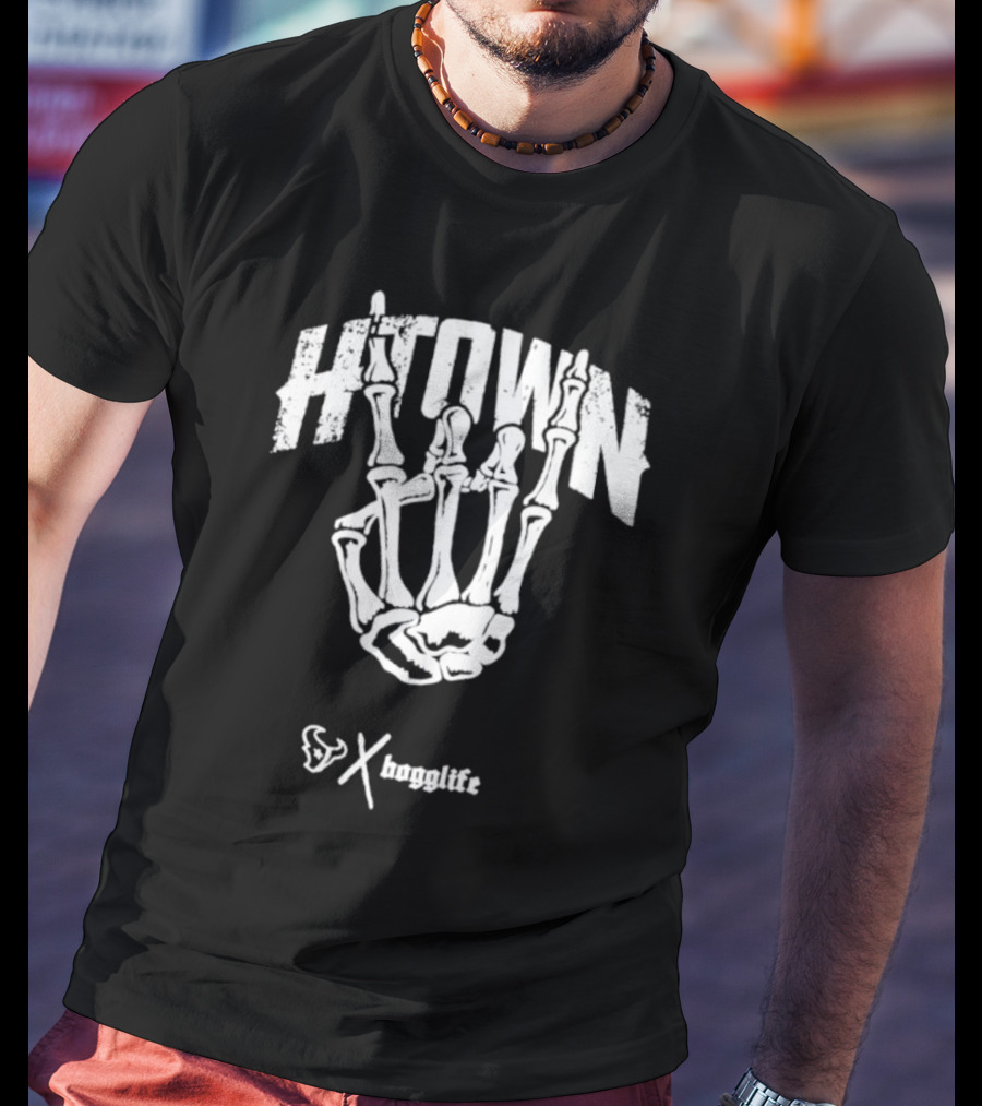 HTOWN Skeleton Hand X HoggLife Texans Collaboration T-Shirt