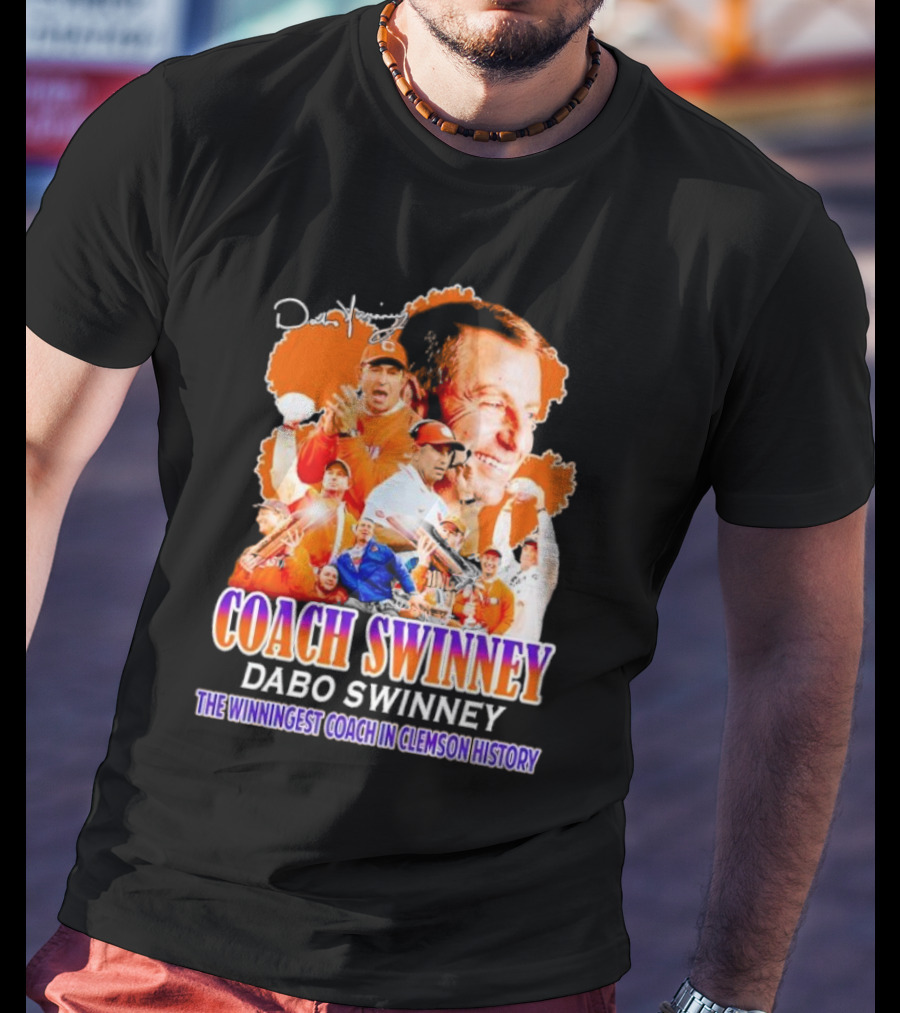 Coach Swinney Dabo Swinney The Winningest Coach In Clemson History Football Celebration Collage T-Shirt