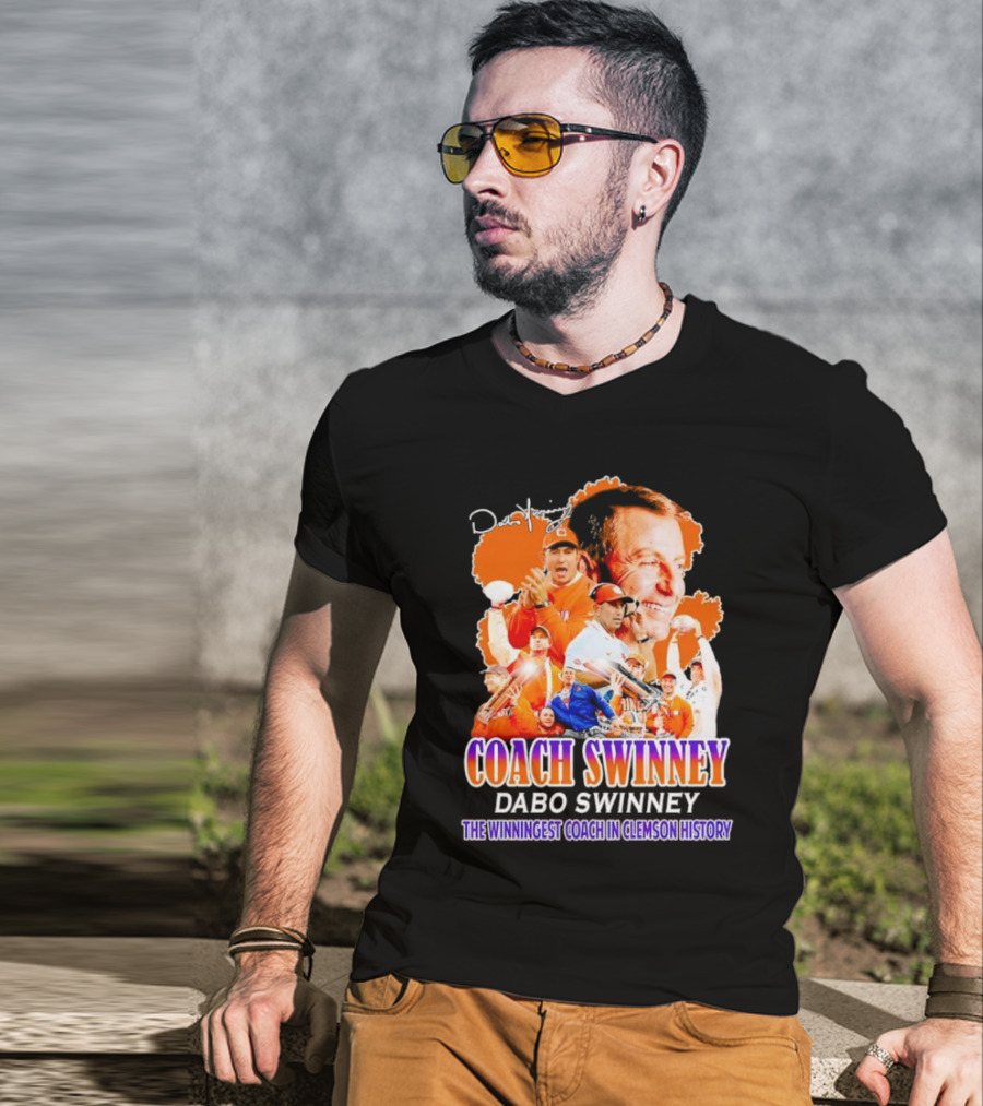 Coach Swinney Dabo Swinney The Winningest Coach In Clemson History Football Celebration Collage T-Shirt