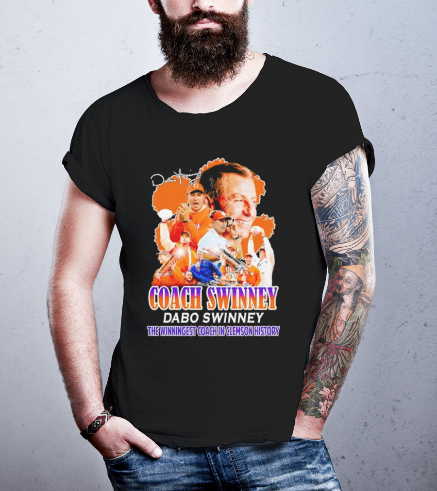 Coach Swinney Dabo Swinney The Winningest Coach In Clemson History Football Celebration Collage T-Shirt