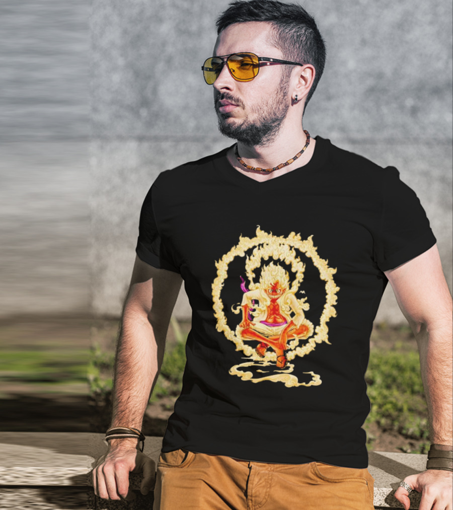 Gear 5 Luffy Surrounded By Fiery Ring Of Flames T-Shirt