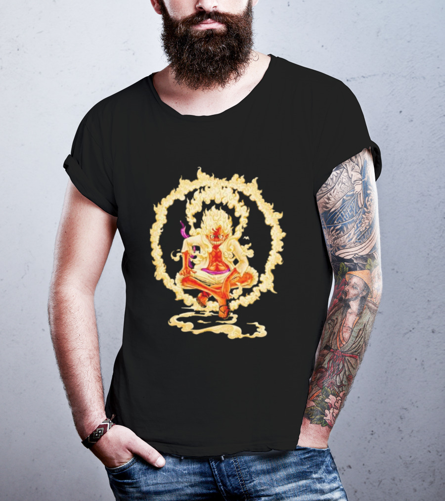 Gear 5 Luffy Surrounded By Fiery Ring Of Flames T-Shirt