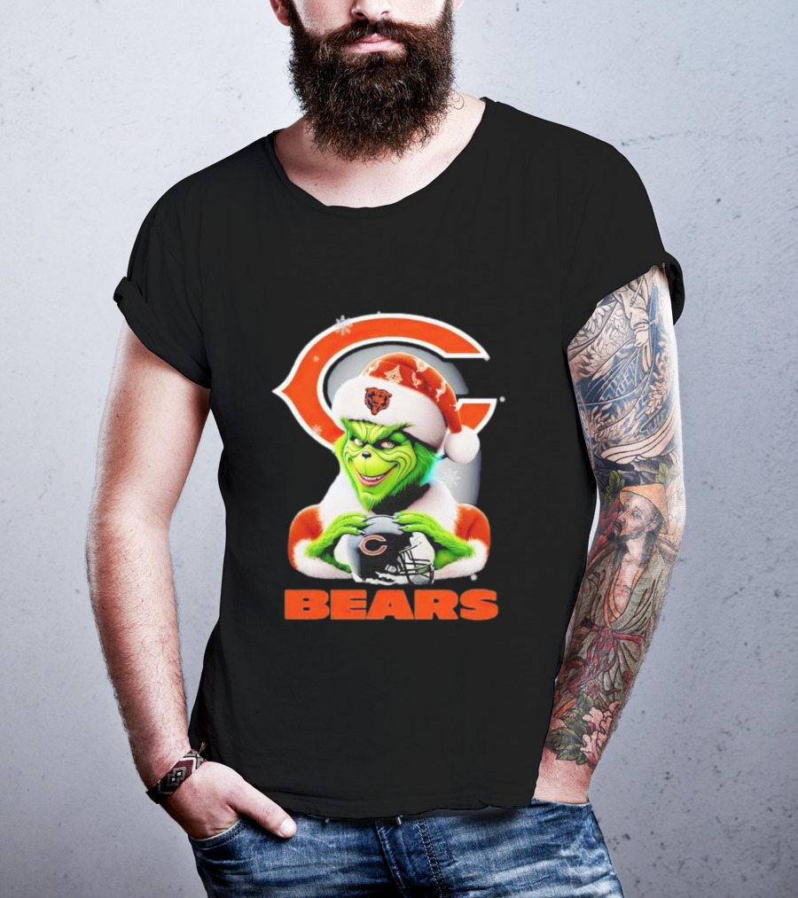 Grinch Chicago Bears Christmas Football Fan T-Shirt