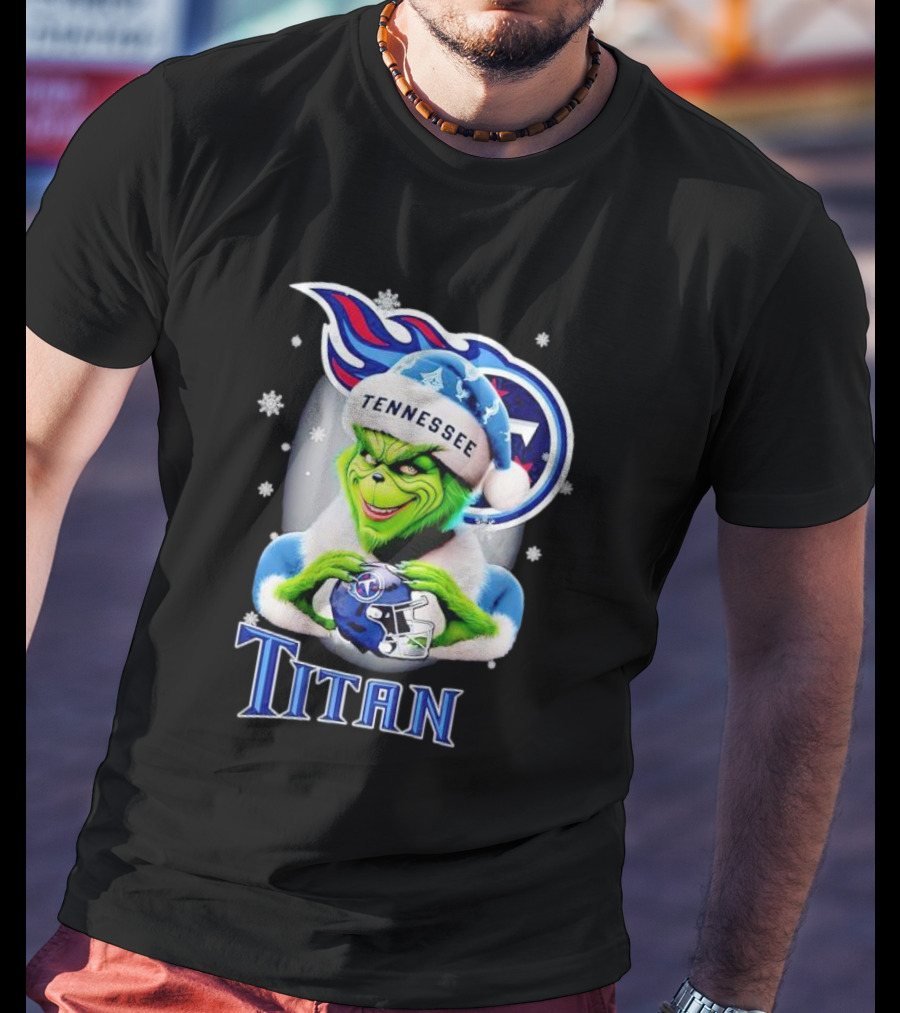 Grinch Tennessee Titans Christmas Snowflakes T-Shirt
