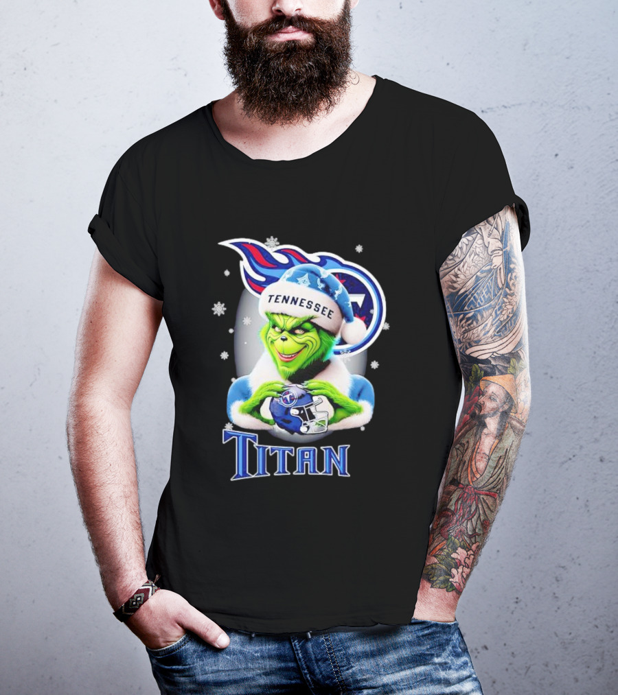 Grinch Tennessee Titans Christmas Snowflakes T-Shirt