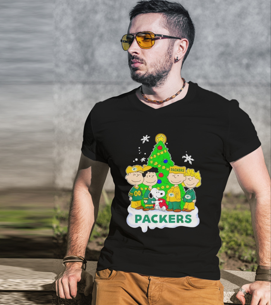 Packers Peanuts Characters Christmas Tree T-Shirt