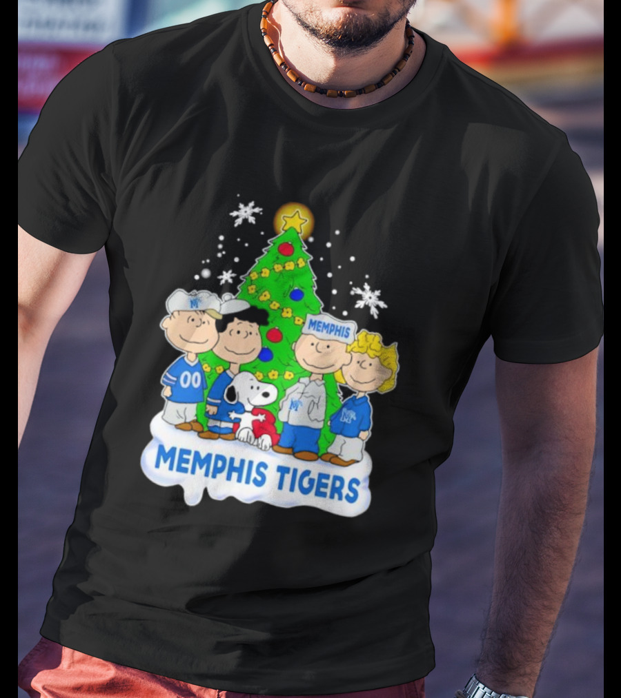 Peanuts Characters Memphis Tigers Christmas Tree T-Shirt