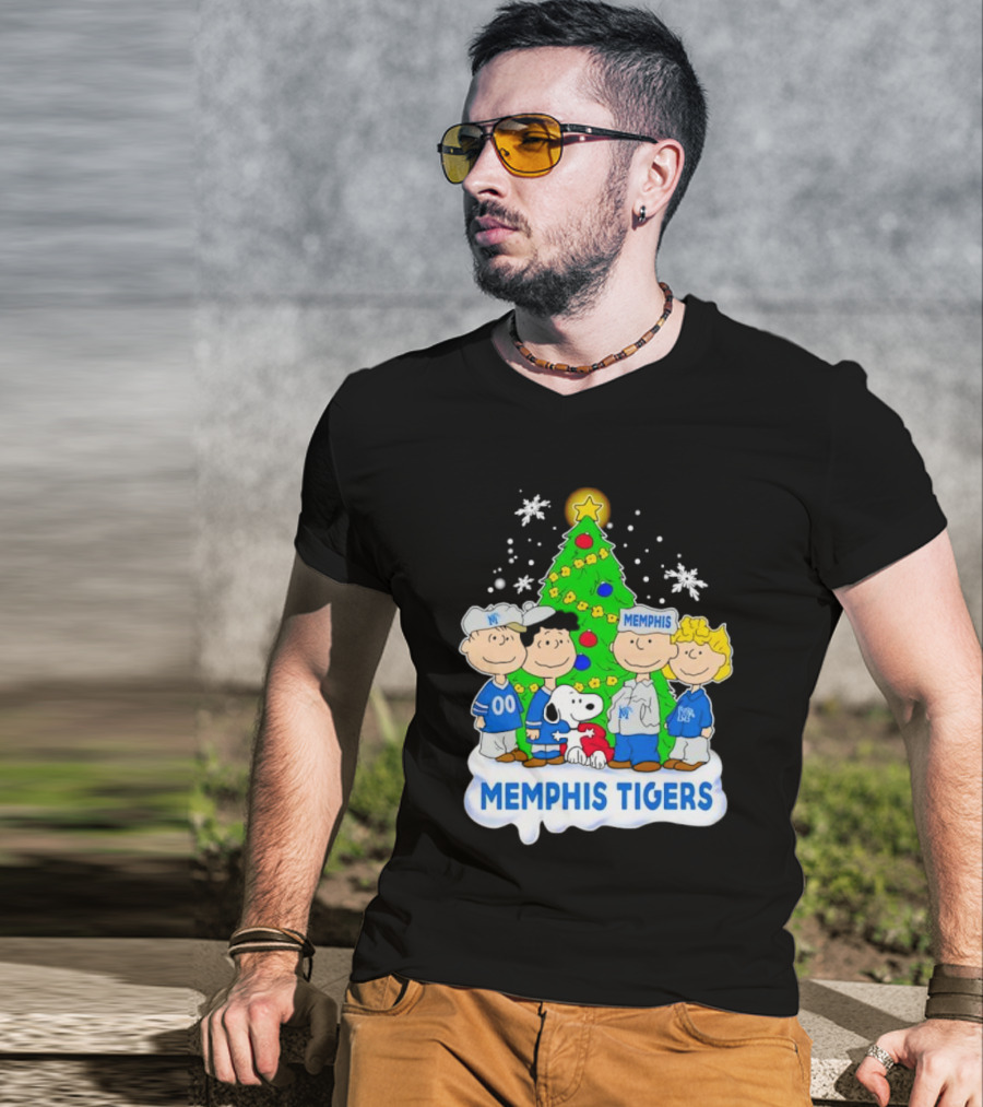 Peanuts Characters Memphis Tigers Christmas Tree T-Shirt
