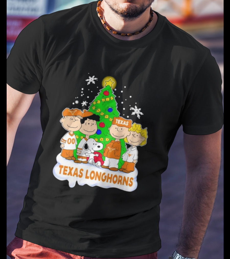 Peanuts Characters Texas Longhorns Christmas Tree T-Shirt