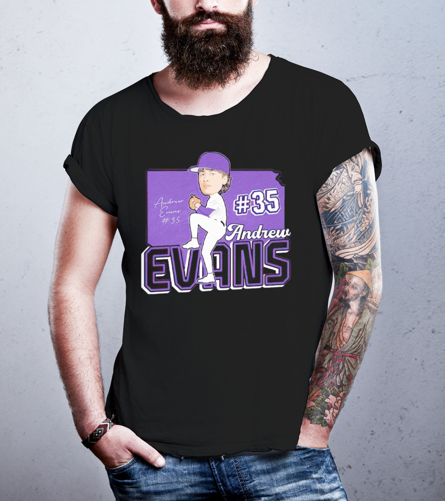 Andrew Evans #35 Kansas State Baseball Signature T-Shirt