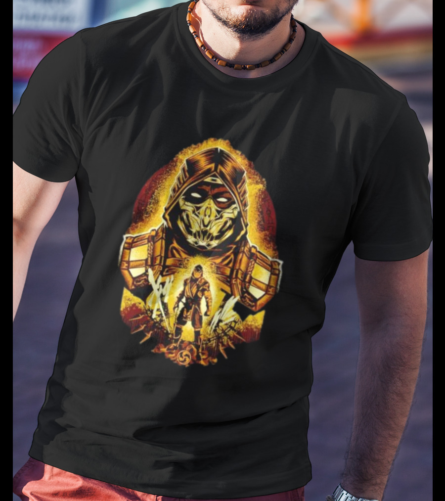 Mortal Kombat Scorpion Battle Stance Fiery Warrior T-Shirt