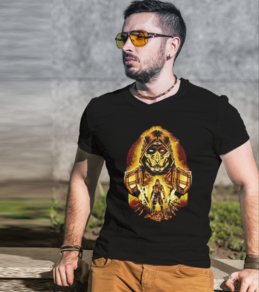 Mortal Kombat Scorpion Battle Stance Fiery Warrior T-Shirt