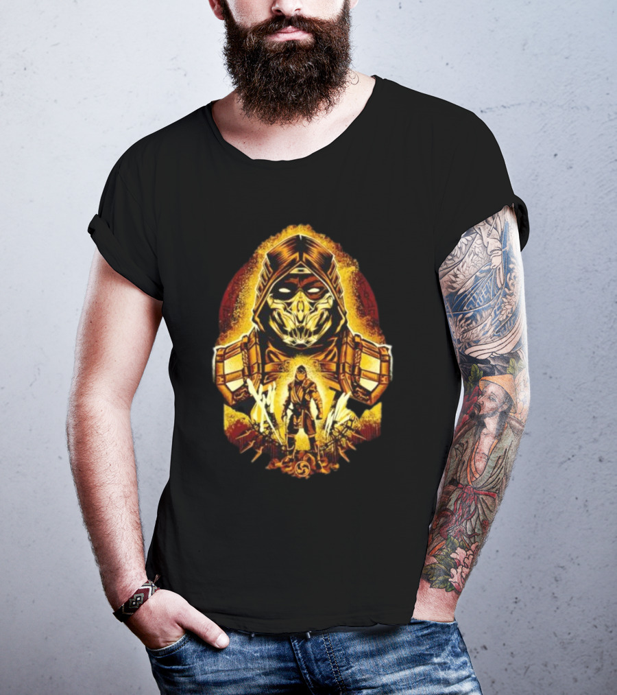 Mortal Kombat Scorpion Battle Stance Fiery Warrior T-Shirt