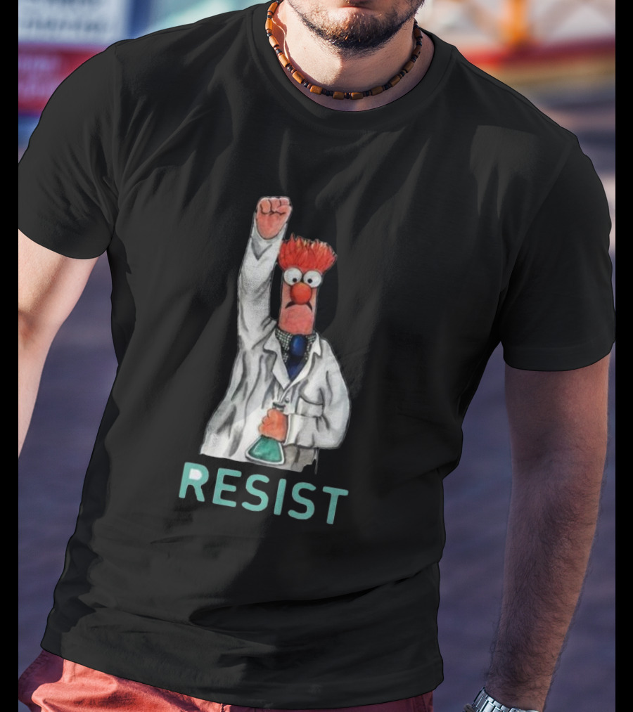 Beaker Fist Raised Resist Muppet Lab Coat Protest T-Shirt