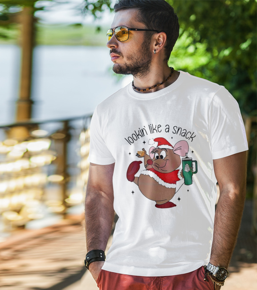 Cinderella Gusgus Lookin Like A Snack Christmas Santa Outfit With Cookie And Drink T-Shirt
