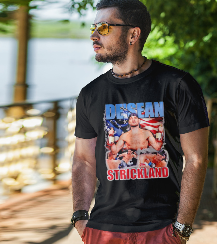 DE’SEAN STRICKLAND American Flag Boxing T-Shirt