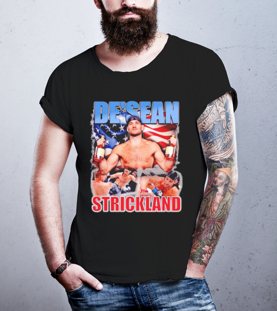 DE’SEAN STRICKLAND American Flag Boxing T-Shirt