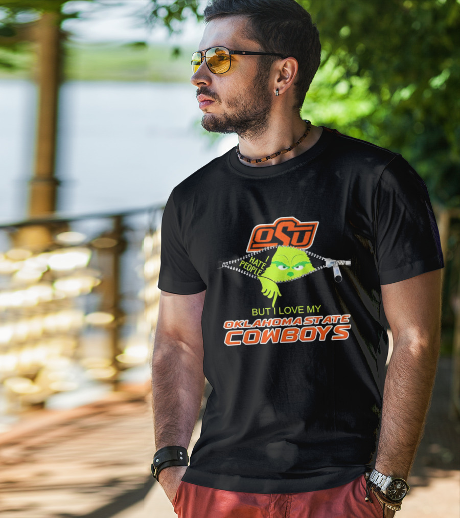 Grinch I Hate People Love My Oklahoma State Cowboys OSU T-Shirt