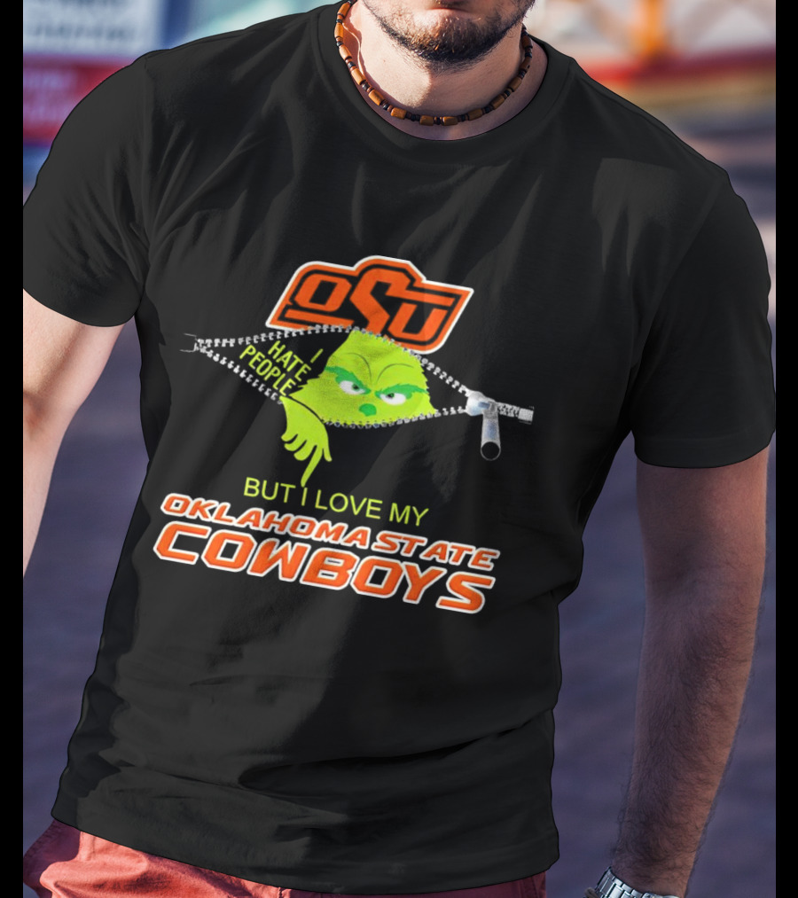 Grinch I Hate People Love My Oklahoma State Cowboys OSU T-Shirt
