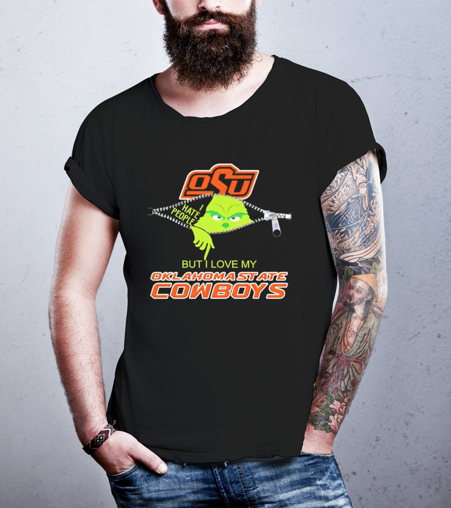 Grinch I Hate People Love My Oklahoma State Cowboys OSU T-Shirt
