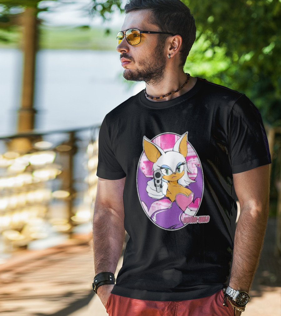 Mamono World Character With Gun And Heart T-Shirt
