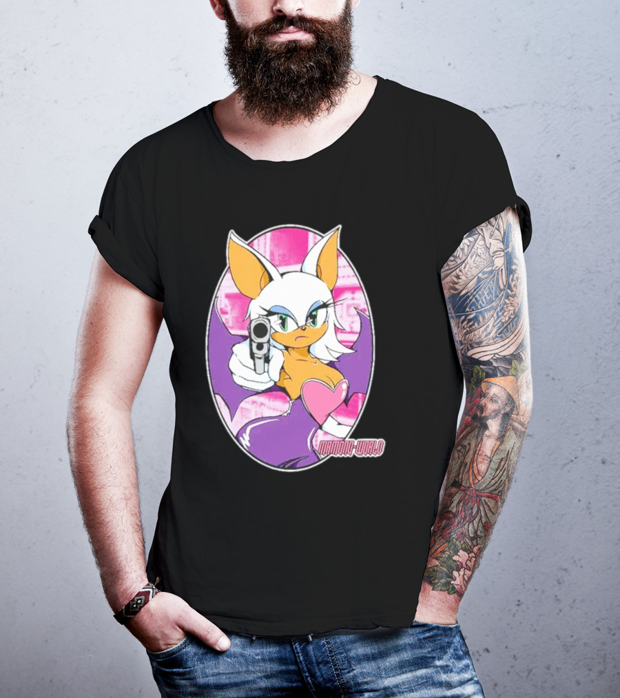Mamono World Character With Gun And Heart T-Shirt