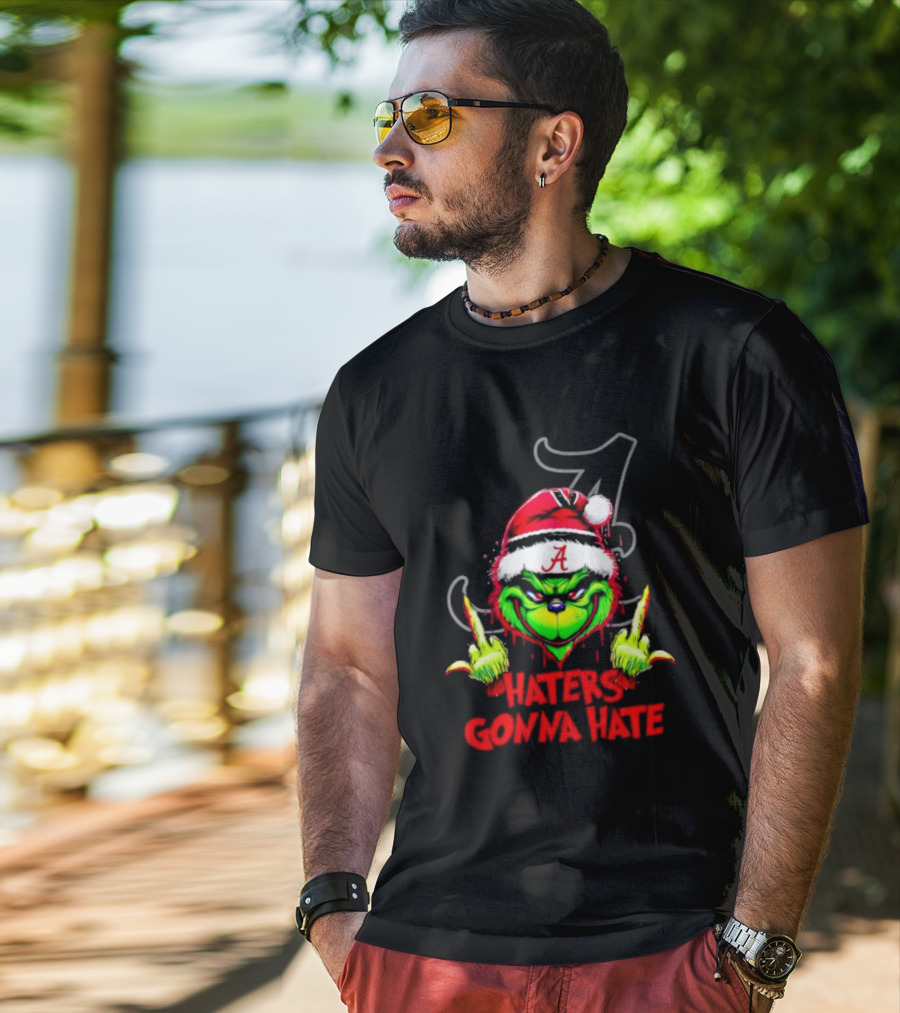 Alabama Crimson Tide Grinch Haters Gonna Hate Middle Finger T-Shirt