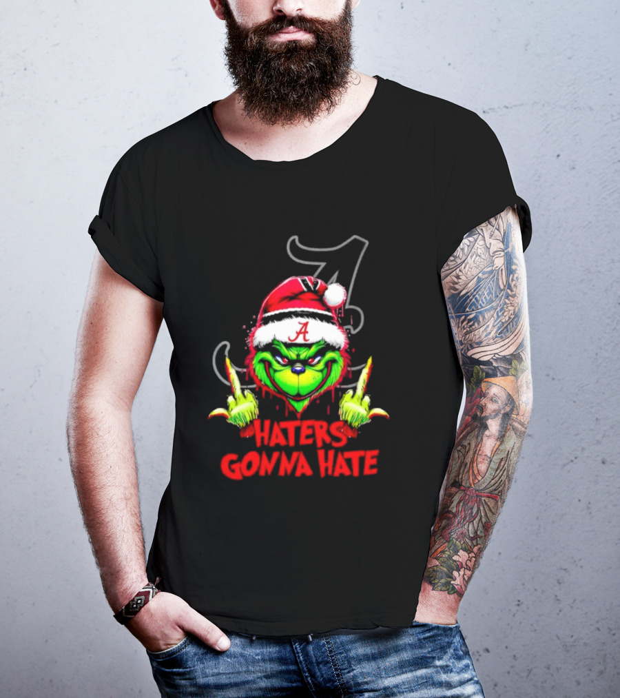 Alabama Crimson Tide Grinch Haters Gonna Hate Middle Finger T-Shirt