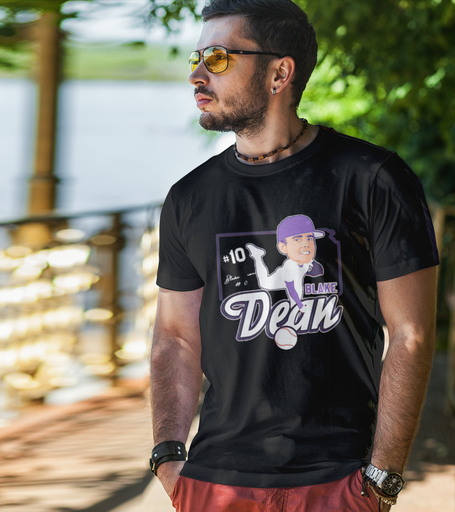 Blake Dean #10 Caricature Signature Baseball T-Shirt