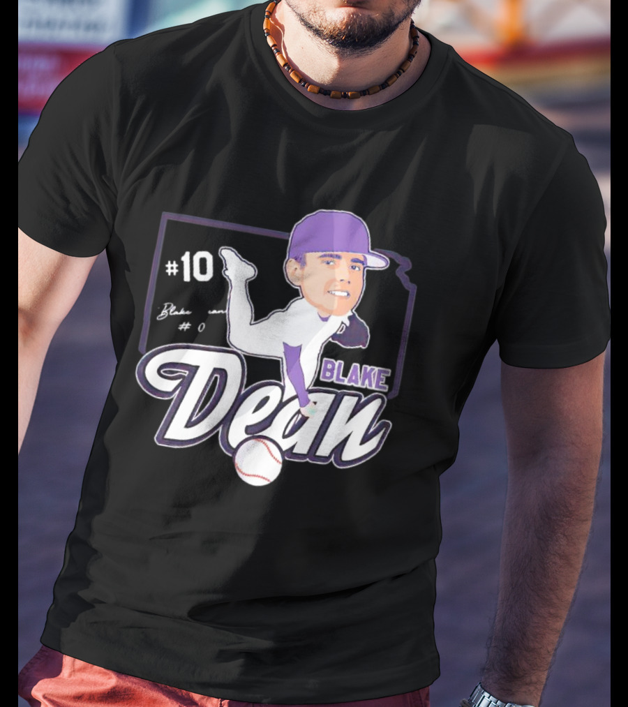 Blake Dean #10 Caricature Signature Baseball T-Shirt