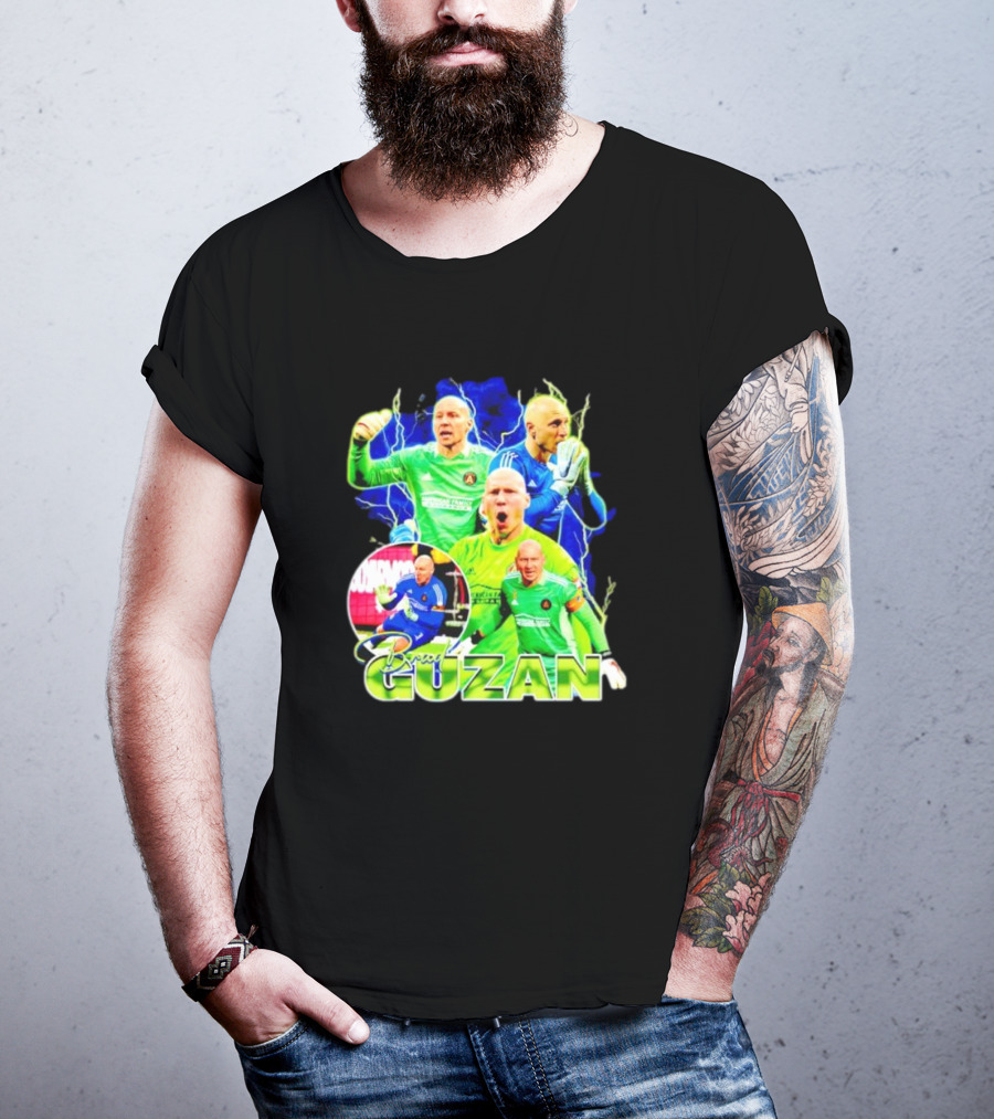 Brad Guzan Atlanta United Green And Blue Lightning Soccer Montage T-Shirt