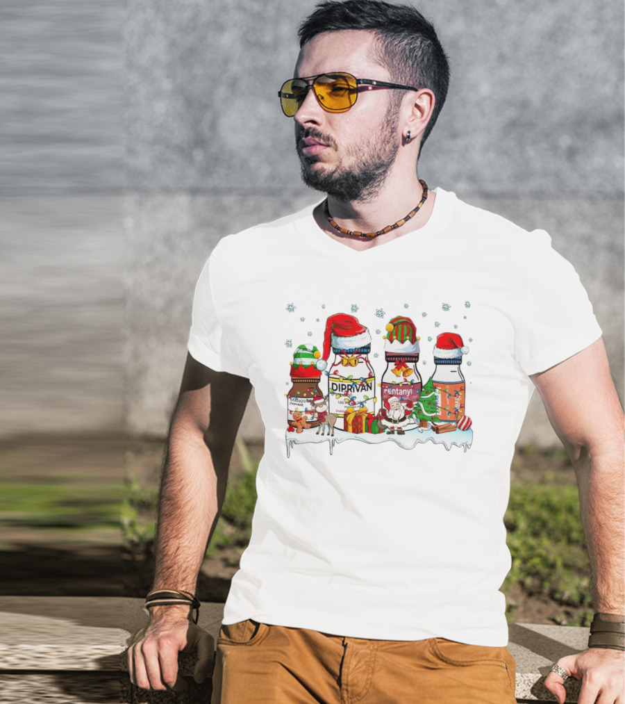 Santa Diprivan Fentanyl Christmas Bottles T-Shirt