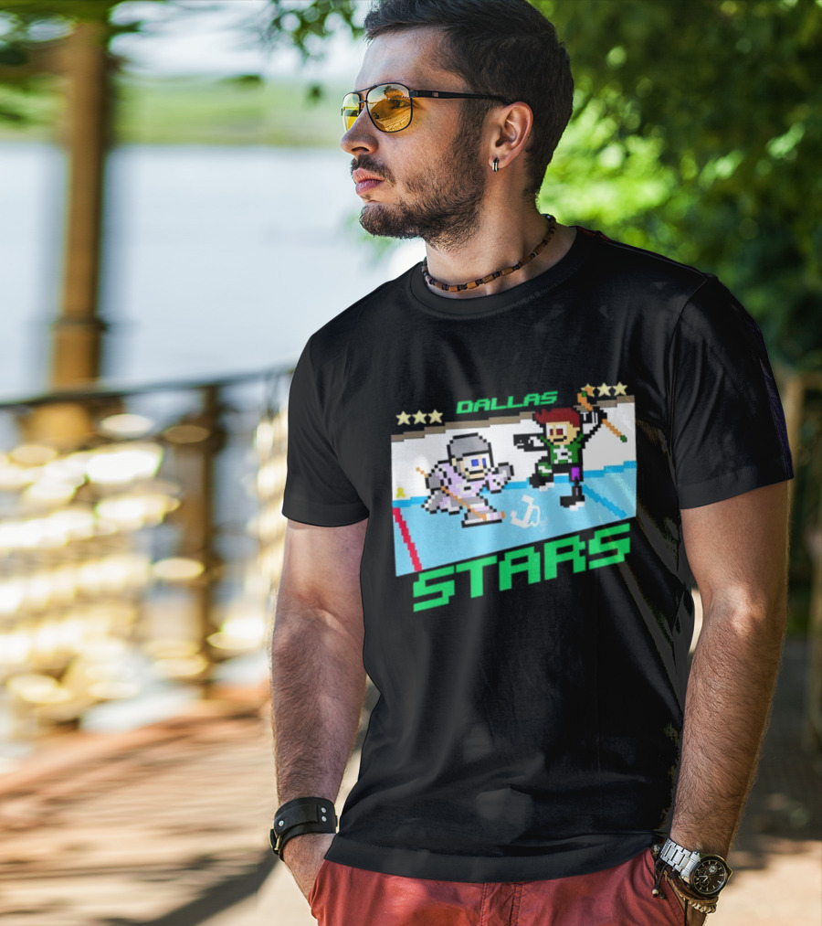 Dallas Stars Hockey Fights Cancer Pixel Art Jayden T-Shirt