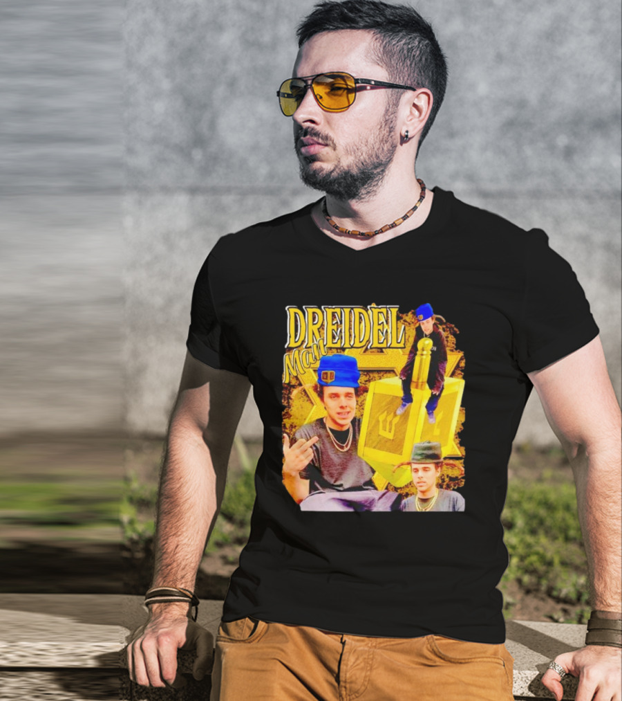 Dreidel Man Vintage Star Yellow Dreidel Hat T-Shirt
