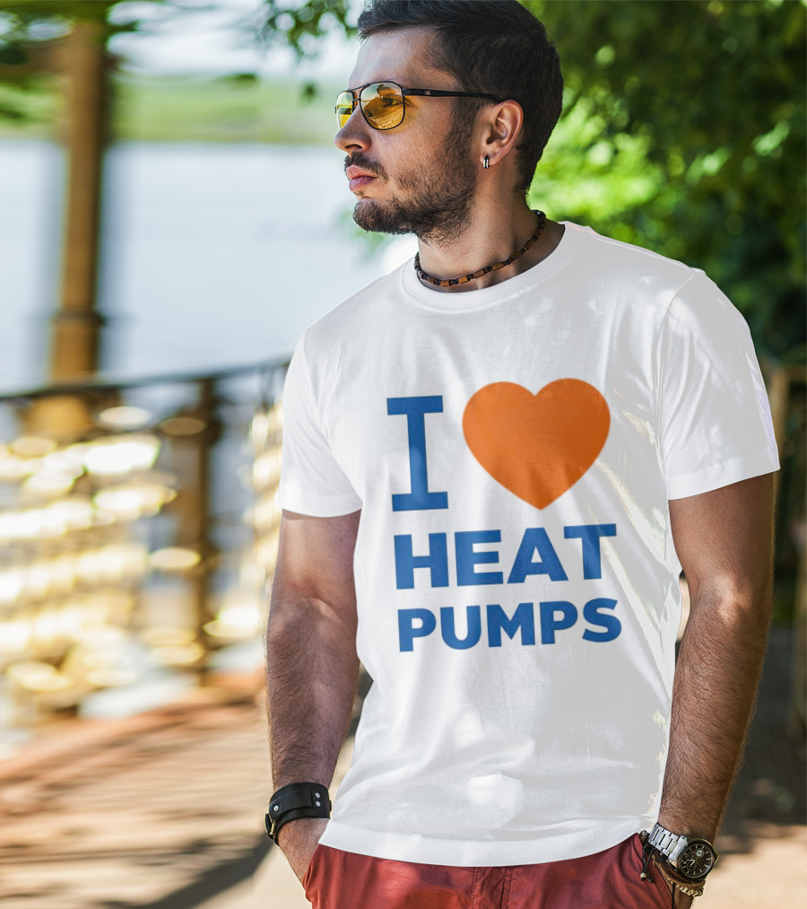 I Heart Heat Pumps Bold Blue Orange T-Shirt