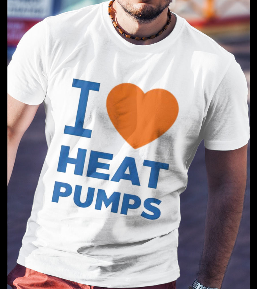 I Heart Heat Pumps Bold Blue Orange T-Shirt