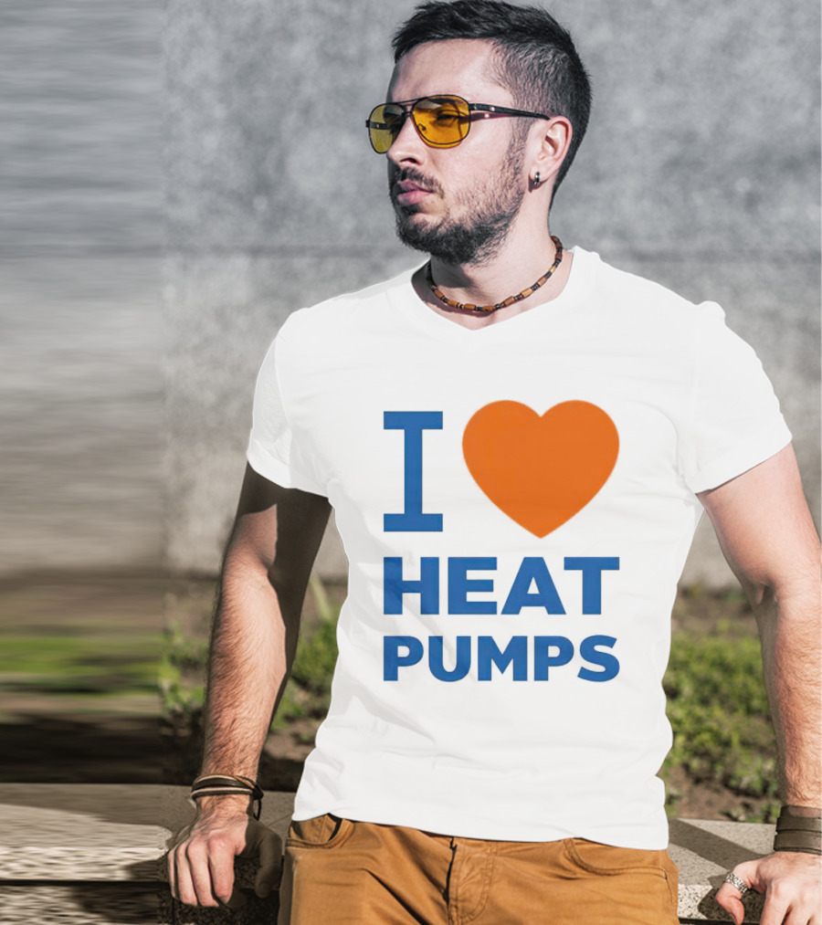 I Heart Heat Pumps Bold Blue Orange T-Shirt