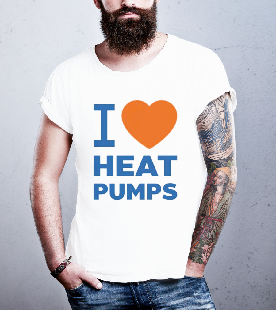 I Heart Heat Pumps Bold Blue Orange T-Shirt