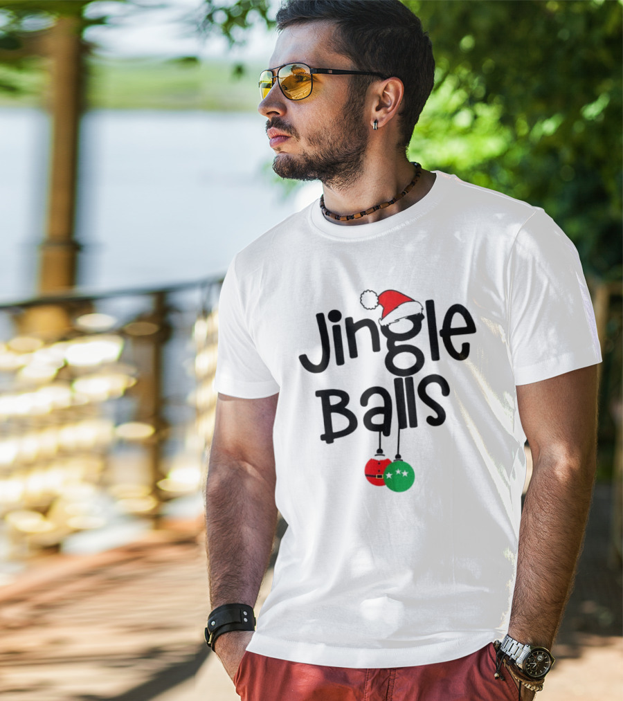 Jingle Balls Christmas Santa Hat Red Green Ornaments T-Shirt