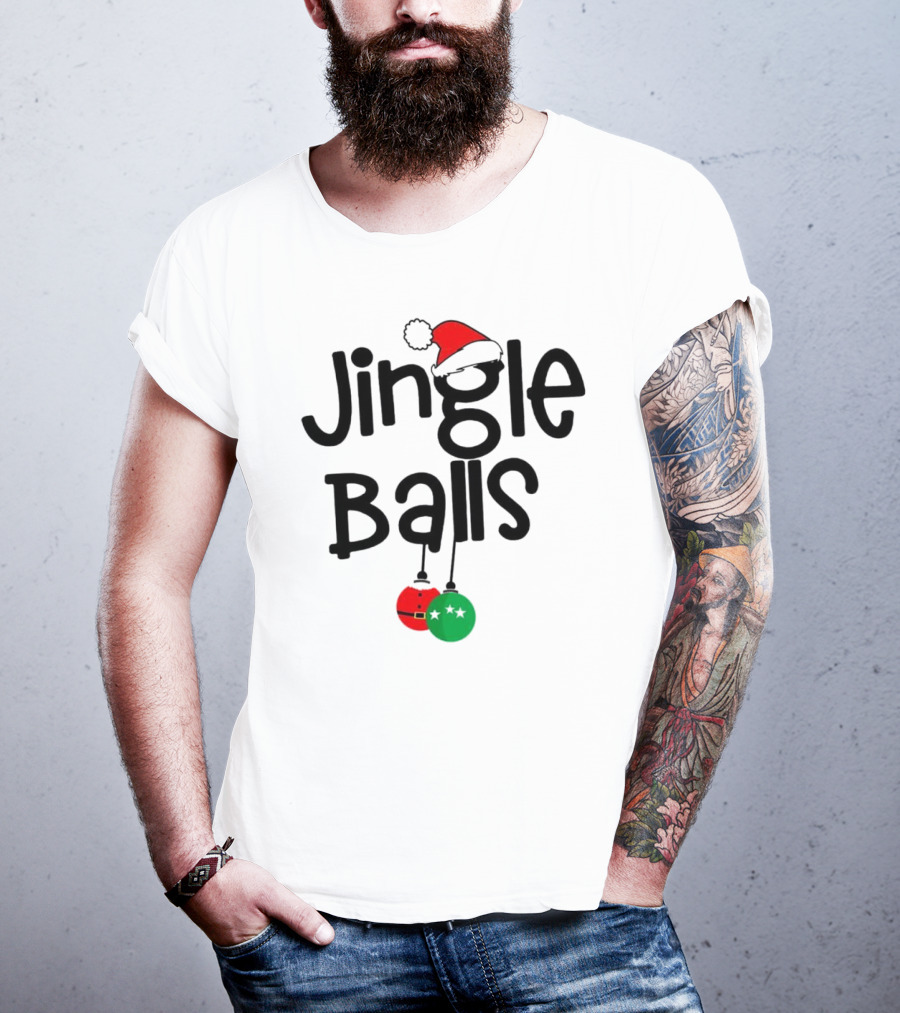 Jingle Balls Christmas Santa Hat Red Green Ornaments T-Shirt