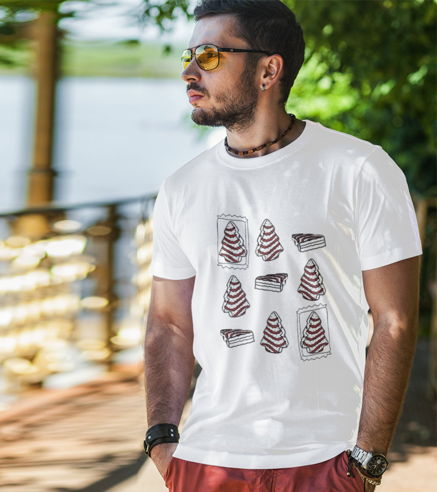 Christmas Tree Cakes Snack Pattern Christmas Holiday T-Shirt