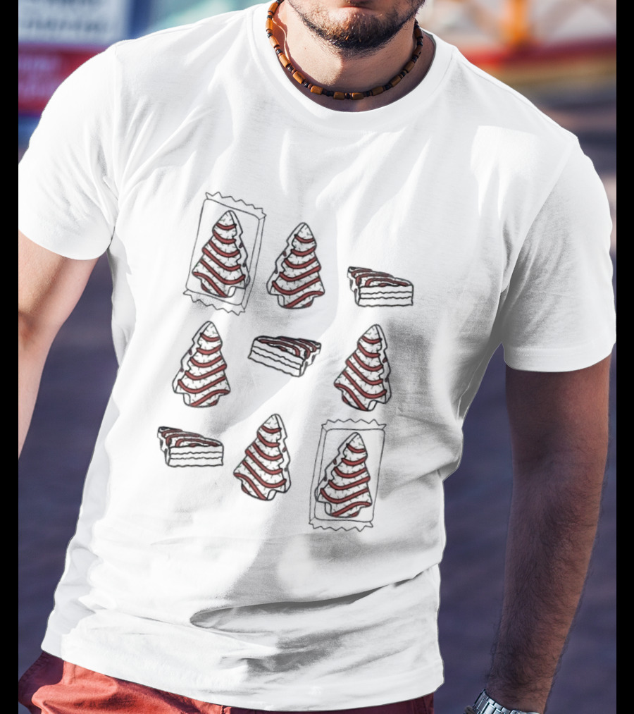 Christmas Tree Cakes Snack Pattern Christmas Holiday T-Shirt