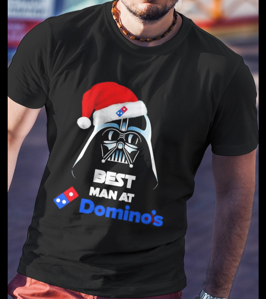 Darth Vader Santa Hat With Best Man At Domino's Christmas T-Shirt