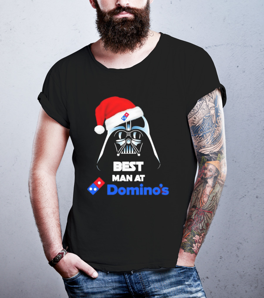 Darth Vader Santa Hat With Best Man At Domino's Christmas T-Shirt