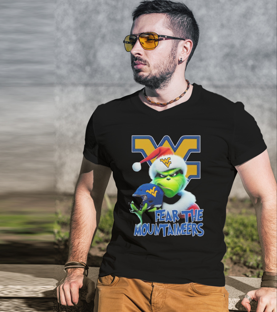 Grinch Fear The Mountaineers West Virginia Christmas Holiday T-Shirt