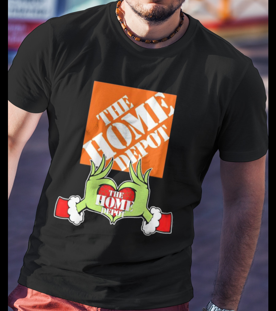 The Home Depot Christmas Grinch Green Hands Heart T-Shirt